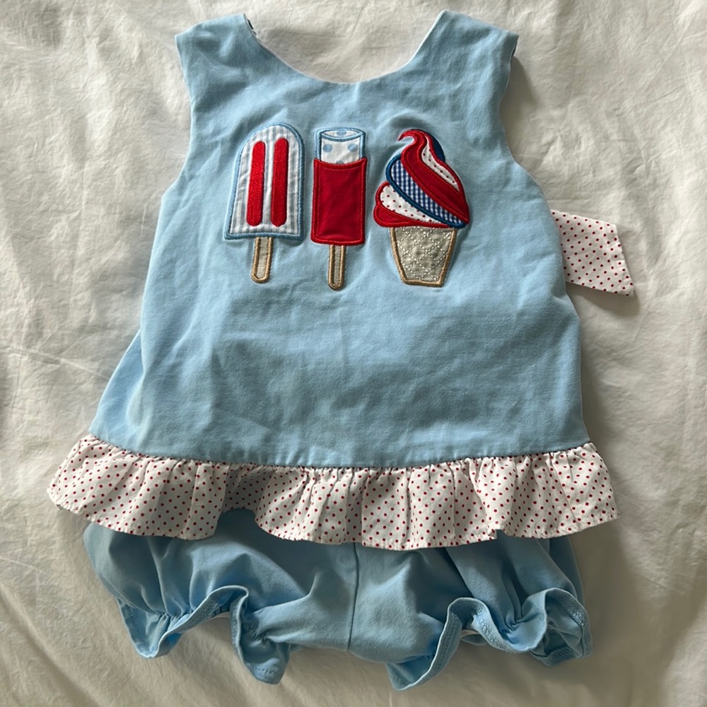 Red, white and blue ice cream swing top and bloomers